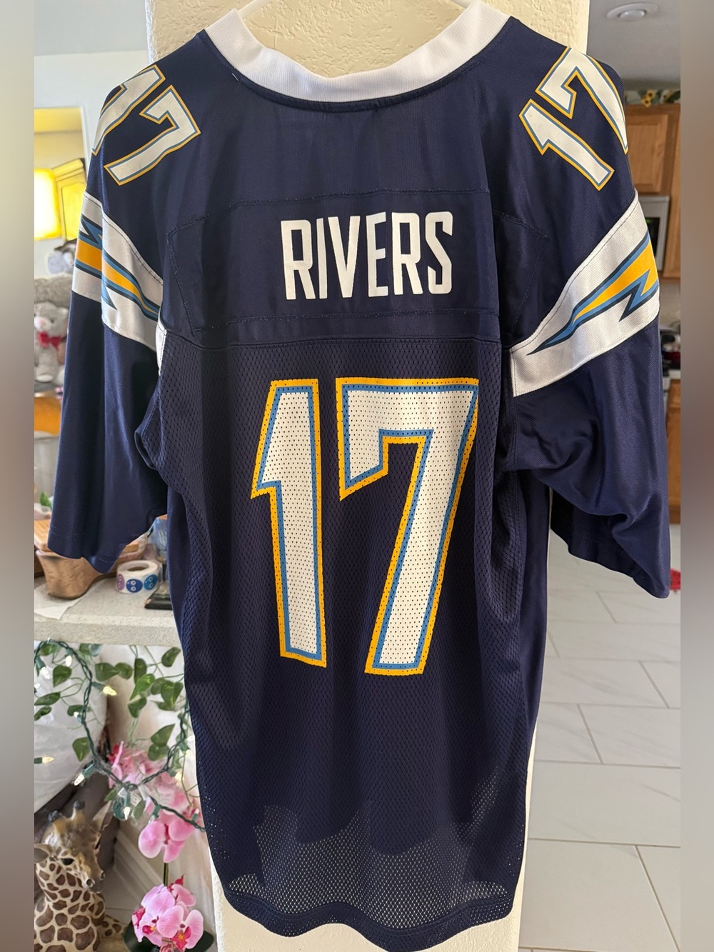 San Diego Chargers: NFL Reebok(#17 RIVERS) Medium Navy Blue Men’s Jersey Pre Own